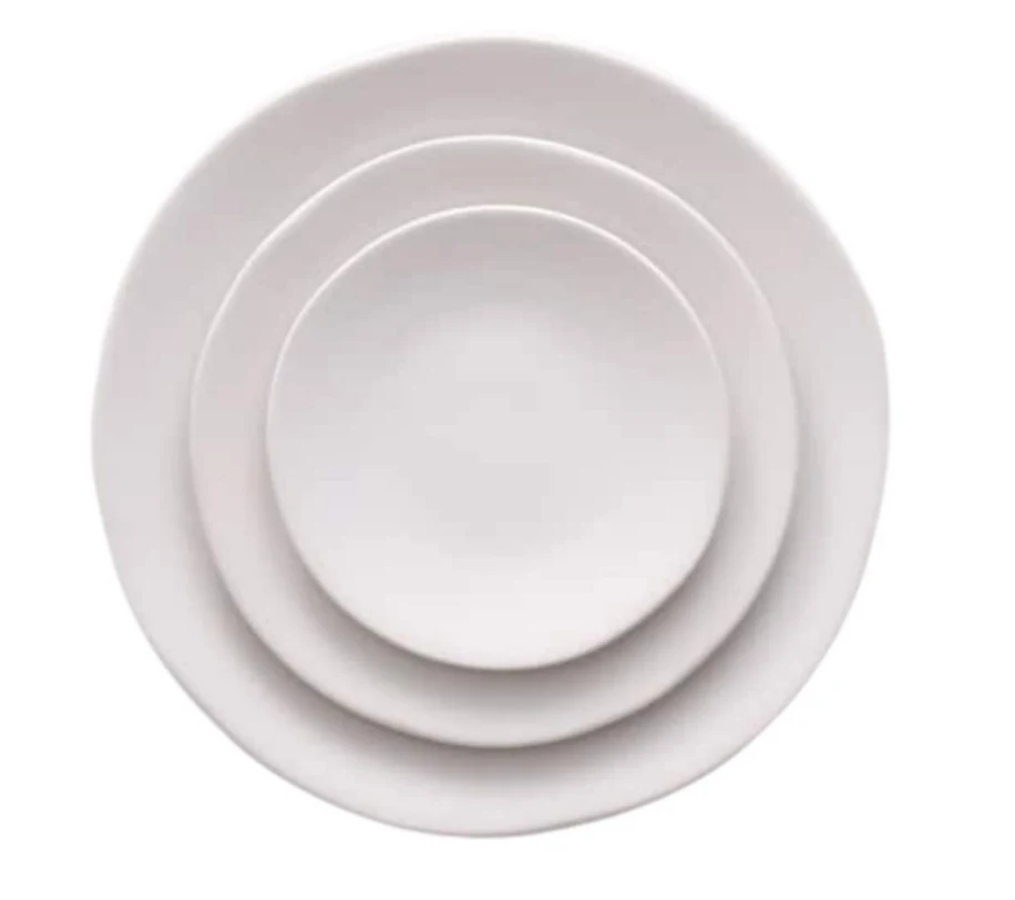 Modern Soft White plates style reference for XOXO's upcoming tableware collection