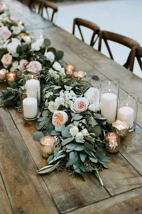 Floral arrangement with candles